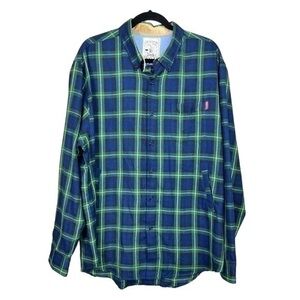 RSVTL Blue/Green Connery Plaid Long Sleeve Button Down Flannel Shirt